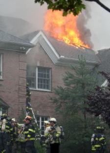 FF's operating at Chappaqua Structure Fire. 621 Chappaqua Rd. (7/31/09)